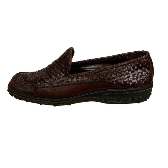 Cole Haan Brown Woven Leather Slip On Driving Loafers Size 7.5 - Picture 1 of 9